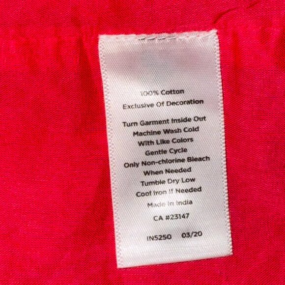 Talbots Pretty Pink/White Embroidered Peasant Style 3/4 Sleeve Midi Dress Sz S - Picture 10 of 10